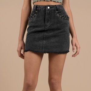 TOBI BLACK DENIM MINI SKIRT